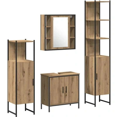 Image of vidaXL 4 Piece Bathroom Furniture Set Artisan Oak Engineered Wood