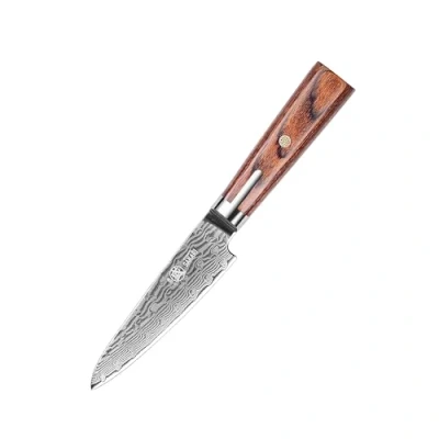 Image of MITSUMOTO SAKARI Full Tang Peeler, Hand Forged Chef&#039;s Knife, 4.5 inch Japanese Small Knife (Pakkawood Handle and Sandalwood Box)