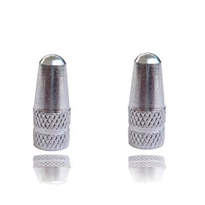 Image of Silver presta Bike dust caps lightweight metal cycle valve