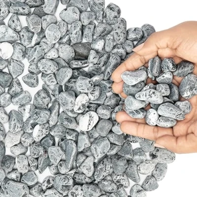 Image of BELLE VOUS Grey Decorative Natural Pebbles 3.4kg/7.5lbs Mini Assorted Stones River Gravel for Vase Filler, Garden Plant Pots &amp; Aquariums