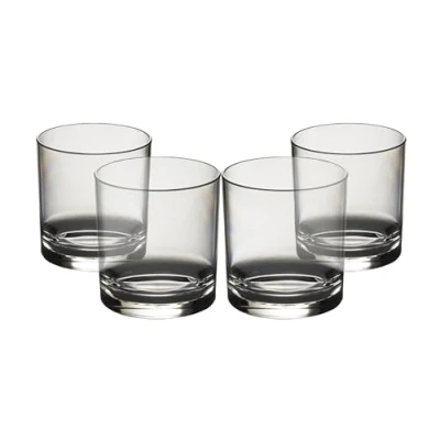 Image of Virtually Glass Set of Roltex Unbreakable Reusable Polycarbonate Plastic Whiskey/Juice Glasses (Volume 227ml/8 oz Height 8.6cm Max Diameter 7cm) (4)