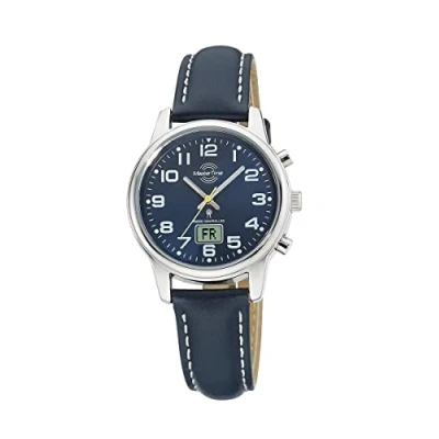 Image of Master Time MTLA 10818 32L Funk Quartz Women&#039;s Watch Analogue Digital with Leather Strap, silver, Modern