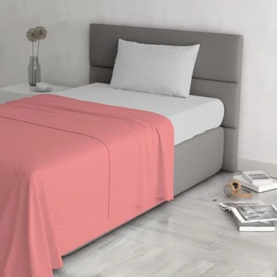 Image of Trend Chic Bedding Set, 100% Cotton, Made in Italy, Single, Coral
