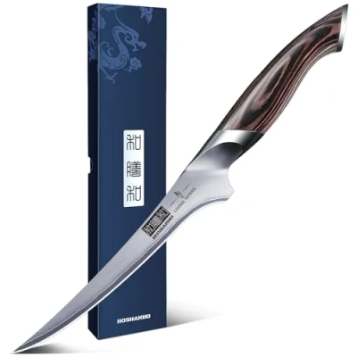 Image of HOSHANHO Fillet Knife 7 Inch, Super Sharp Boning in High Carbon Steel AUS 10, Professional Japanese Fish for Meat Poultry Cutting