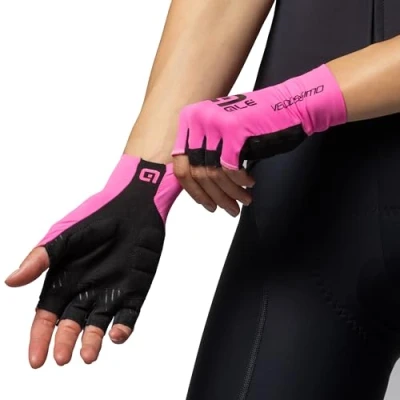 Image of Alé Cycling Unisex Velocissimo Crono Summer Gloves, Fluo Pink/Black, XXL