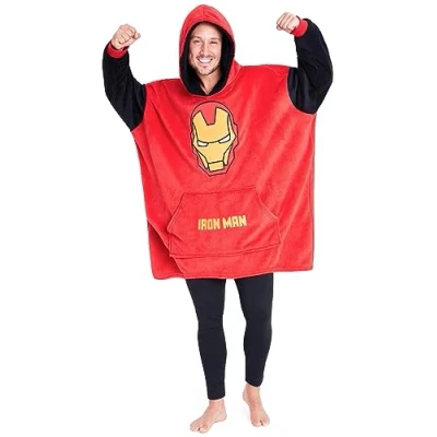 Image of Marvel Oversized Hoodie Blanket for Men Avengers Black Panther Captain America (Red)