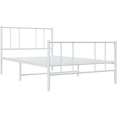 Image of Metal Bed Frame without Mattress with Footboard White 90x190cm Vidaxl