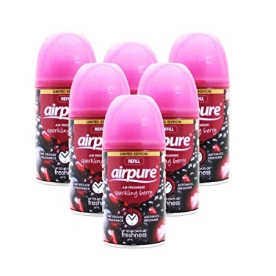 Image of airpure 6 X FRESHMATIC AUTOMATIC SPRAY REFILLS 250ML SPARKLING BERRY AIRWICK COMPATIBLE, Pack of