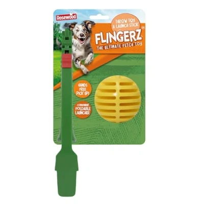 Image of Rosewood Flingerz Treat Ball, Dog Ball Launcher Interactive Fetch Toy Flinger for Active Dogs, Durable and Entertaining