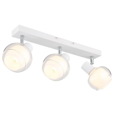 Image of Tokki Ceiling Spotlight Bar White Matt Clear Glass Shade 3x E14