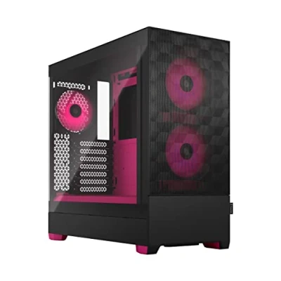 Image of Fractal Design Pop Air RGB Magenta Core Tempered Glass Clear Tint Honeycomb Mesh Front TG side panel Three 120 mm Aspect 12 fans included ATX High Airflow Mid Tower PC Gaming Case