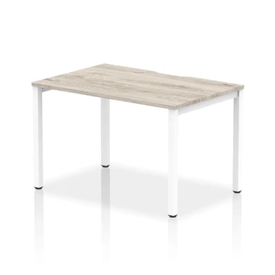 Image of Evolve Plus 1200mm Single Starter Desk Grey Oak Top White Frame