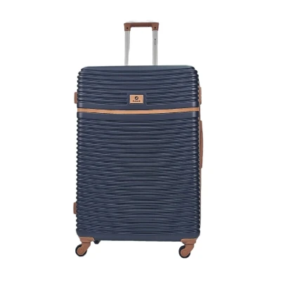 Image of Infinity Leather Unisex Hardshell Cabin Suitcase Robust 4 Wheel ABS Luggage Travel Bag Navy Size Medium