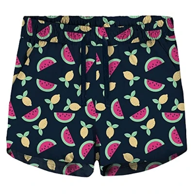 Image of NAME IT Girl&#039;s Nkfvigga F1 Noos Shorts, Dark Sapphire/AOP: Fruits, 9 Years