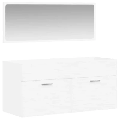 Image of vidaXL Bathroom Cabinet with Mirror White Engineered Wood Wall Mounted Vanity Unit Ample Storage Space Ideal for Sink Placement Minimalistic Included
