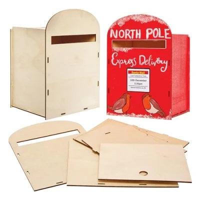 Image of Baker Ross FX846 Post Box Kit 1 kit, Wood Crafts for Kids to Paint and Decorate
