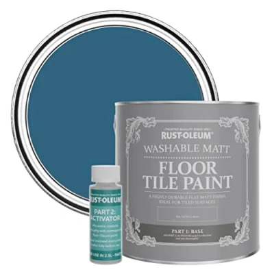 Image of Rust Oleum Blue Washable Matt Floor Tile Paint Cobalt 2.5L