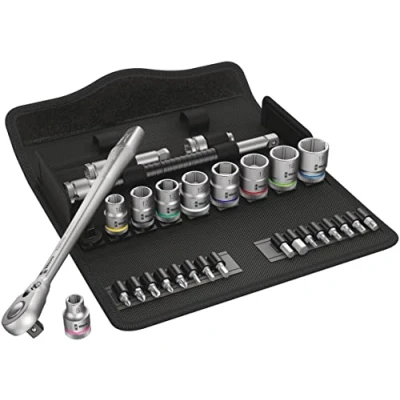 Image of Wera 05004048001 8100 SB 8 Zyklop Metal Ratchet Set with switch lever, 3/8&quot; drive, metric, 29 pieces