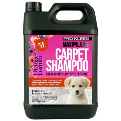 Image of Pro Kleen MAXPLUS Carpet Shampoo Cleaner Premium Formula to Remove Dirt, Stains &amp; Marks Removes Pet Odours Suitable for all Machines (Orange Jasmine Fragrance, 5 Litres)