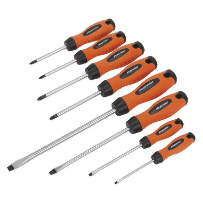 Image of Sealey Premier Screwdriver Set 8pc Hi Vis Orange