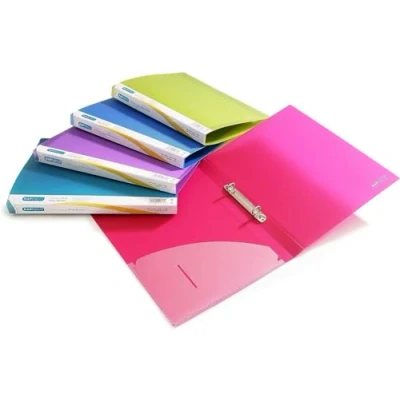 Image of Rapesco 0799 15 mm 2 Ring Binder, 25 Spine, A4, Bright Transparent, Assorted Colours, Pack of 10