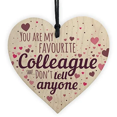 Image of RED OCEAN Favourite Colleague Leaving Gifts Wooden Heart Sign Thank You Gift For Birthday Work