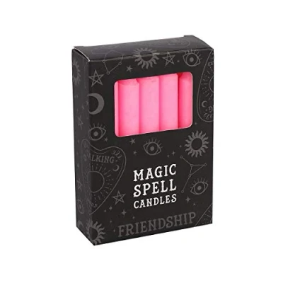 Image of 12 Magic Spell Candles Friendship Pink 10cm