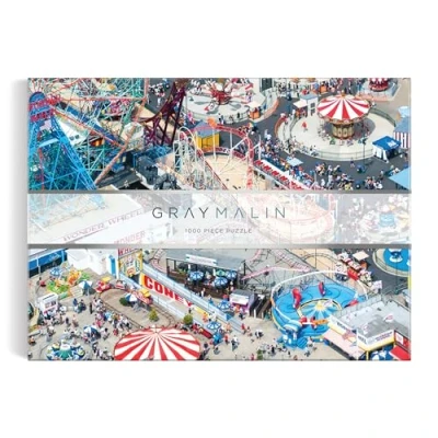 Image of Galison Gray Malin Coney Island 1000 Piece Puzzle with Eye Catching Aerial Photography of Iconic NYC Beach From A La Plage Artwork