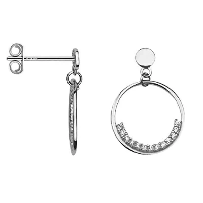 Image of SOFIA MILANI Women&#039;s Earrings 925 Silver with Zirconia Stones Circle Stud 20560