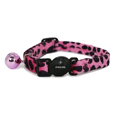 Image of Safety Buckle Cat Collar Velvet Leopard Print Pink (Pack of 3)