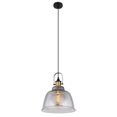 Image of Dorothea Dome Pendant Ceiling Light Black Glass Shade 1x E27