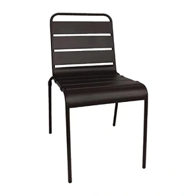 Image of Bolero Slatted Steel Side Chairs (Pack of 4), Black, Seat height: 450 mm, Frame &amp; Seat, Stackable, CS728