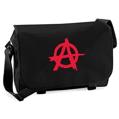 Image of Anarchy Punk Logo Messenger Shoulder Bag Black