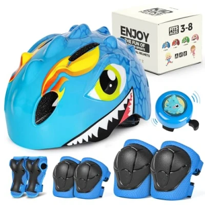 Image of VICTGOAL Kids Bike Helmet with Cute 3D Cartoon Design for Cycling Roller Skating Scooting Lightweight Sports Safety Ages 3 8 Boys Girls Size Adjustable (Blue Set 2, S: 50 54cm)