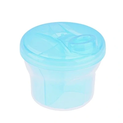 Image of Non Spill Rotating Milk Powder Formula Dispenser Portable Outdoor Food Container 3 Compartments Storage Feeding Infant Newborn Snack Box (Blue)