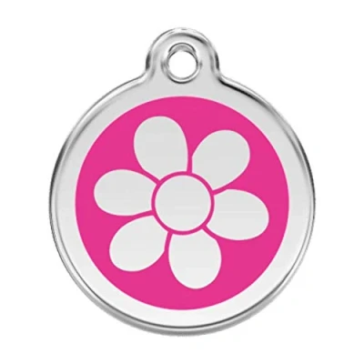 Image of Red Dingo Flower Dog Id Tag, Hot Pink, Small