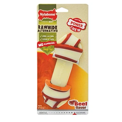 Image of Nylabone Extreme Tough Dog Chew Toy Rawhide Knot Alternative, Mess Free, Beef Flavour, Large, for Dogs Upto 23 kg