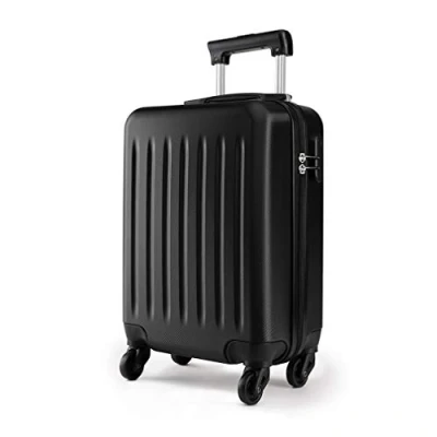Image of Kono 19 inch Small Suitcase Carry On Luggage Lightweight Hardshell ABS Hand Suitcases Trolley 4 Wheel Spinner 2 Year Warranty Durable 48x30x20 cm (Black)