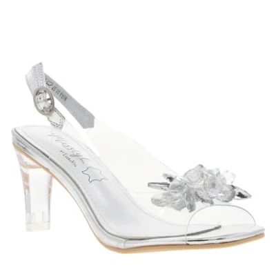 Image of Laura Vita Misstyl by Women&#039;s Sandals, Transparent Cinderella Shoe, Princess Wedding Dress, silver, 5 UK