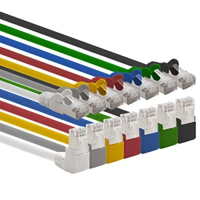Image of 1aTTack.de 366198 Cat.6 network cable angle 90 degrees 3 meter 7 colors Cat6 patch (SFTP PIMF) 1000Mbit/s Rj 45 connector x