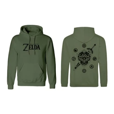 Image of Officially Licenced Zelda Logo and Shield Unisex Olive Hoodie