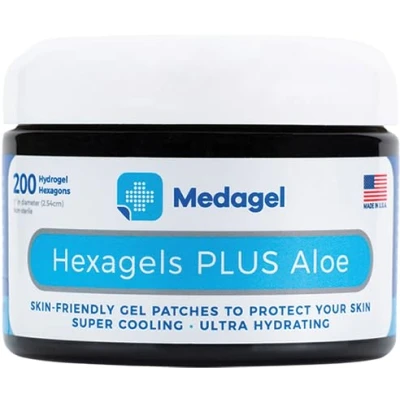 Image of MEDAGEL Hexagel Cooling Skin Patches with Aloe Vera Instant and Soothing Relief from Minor Burns, Blisters, Hotspots, Bug Bites, Irritations / 200ct.