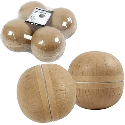 Image of CRAFTY CAPERS 8cm Paper Mache Two Piece Snowball Set 4 Pieces For Decorating