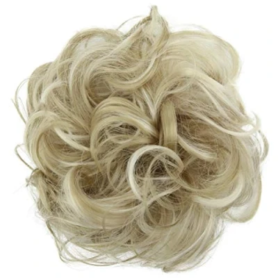 Image of CAISHA Messy Scrunchie Bun Voluminous Wavy Hairpiece Heat resistant Synthetic Fibres Light Blonde Mix G37A
