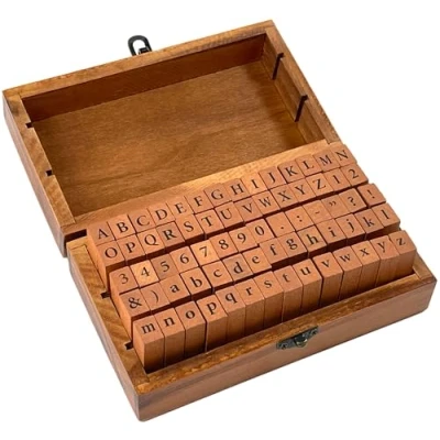 Image of Studio Series Letterpress stamp set (70 piece wooden, rubber with letters, numbers, and symbols)