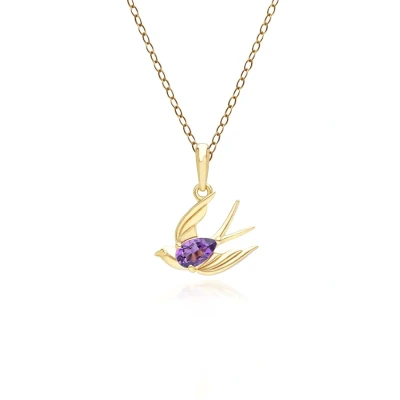 Image of ECFEW™ Creator Amethyst Hummingbird Pendant Necklace in Gold Plated Sterling Silver