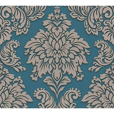 Image of Livingwalls Baroque Wallpaper Metropolitan Stories Non Woven Lizzy London 10.05 m x 0.53 Blue Silver Beige Made in Germany 368985 36898 5