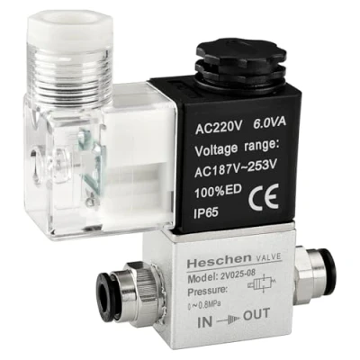 Image of Heschen Electrical Pneumatic Solenoid Valve 2V025 08 220VAC PT1/4 2/2 Way Normally Closed CE IP65