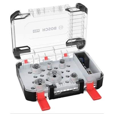 Image of Bosch 8X PRO Sheet Metal Power Change Plus Hole Saw Set (for Stainless Steel Sheets, Diameter 22, 29, 35, 44, 51, 64 mm, Professional Accessories Drill/Screwdriver)