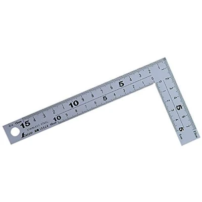 Image of Shinwa Sokutei Steel Square (Thick/Wide width) Silver 15cm (10424) (Japan Import)